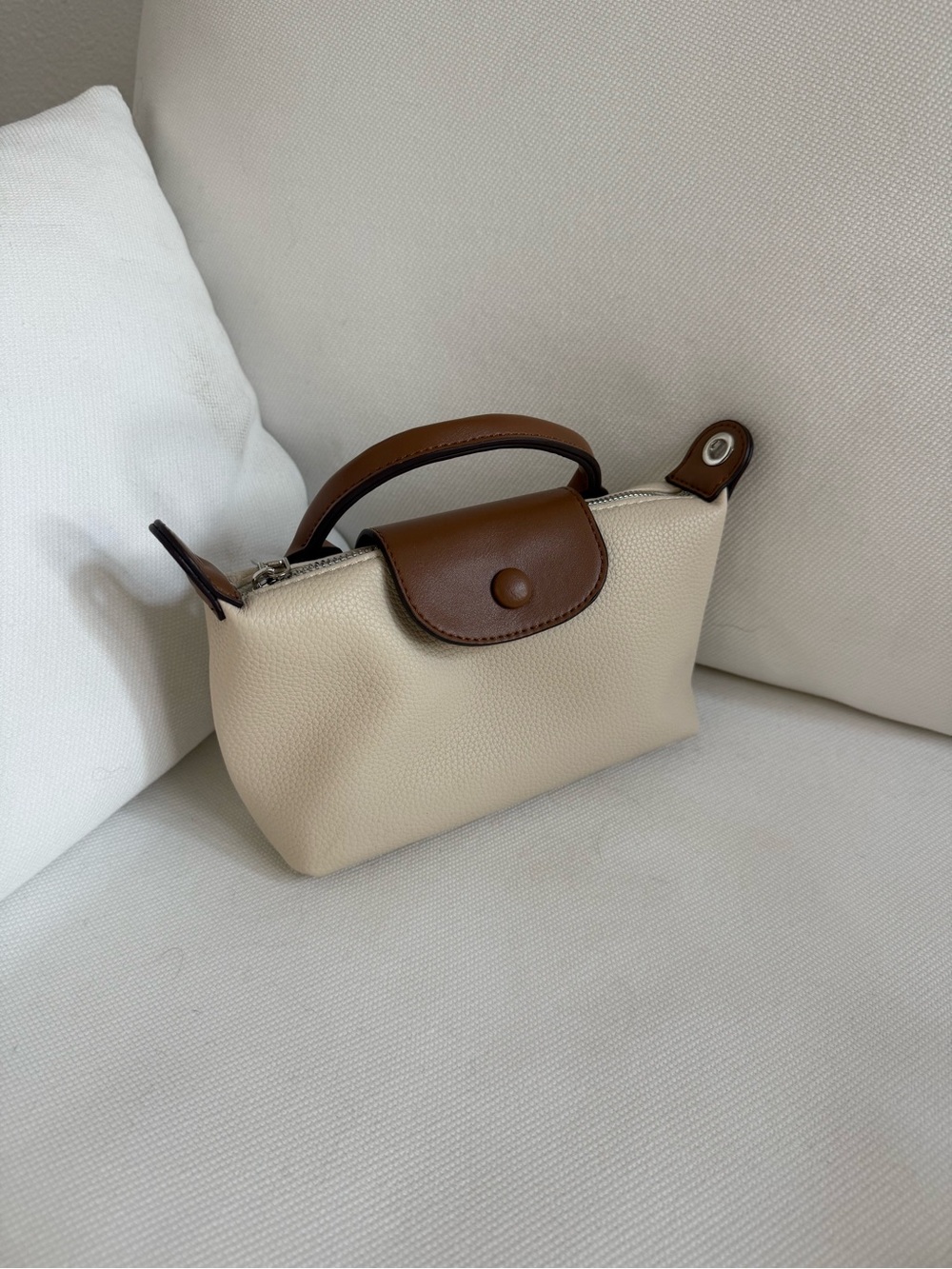 Compact Cream and Brown Women's Handbag